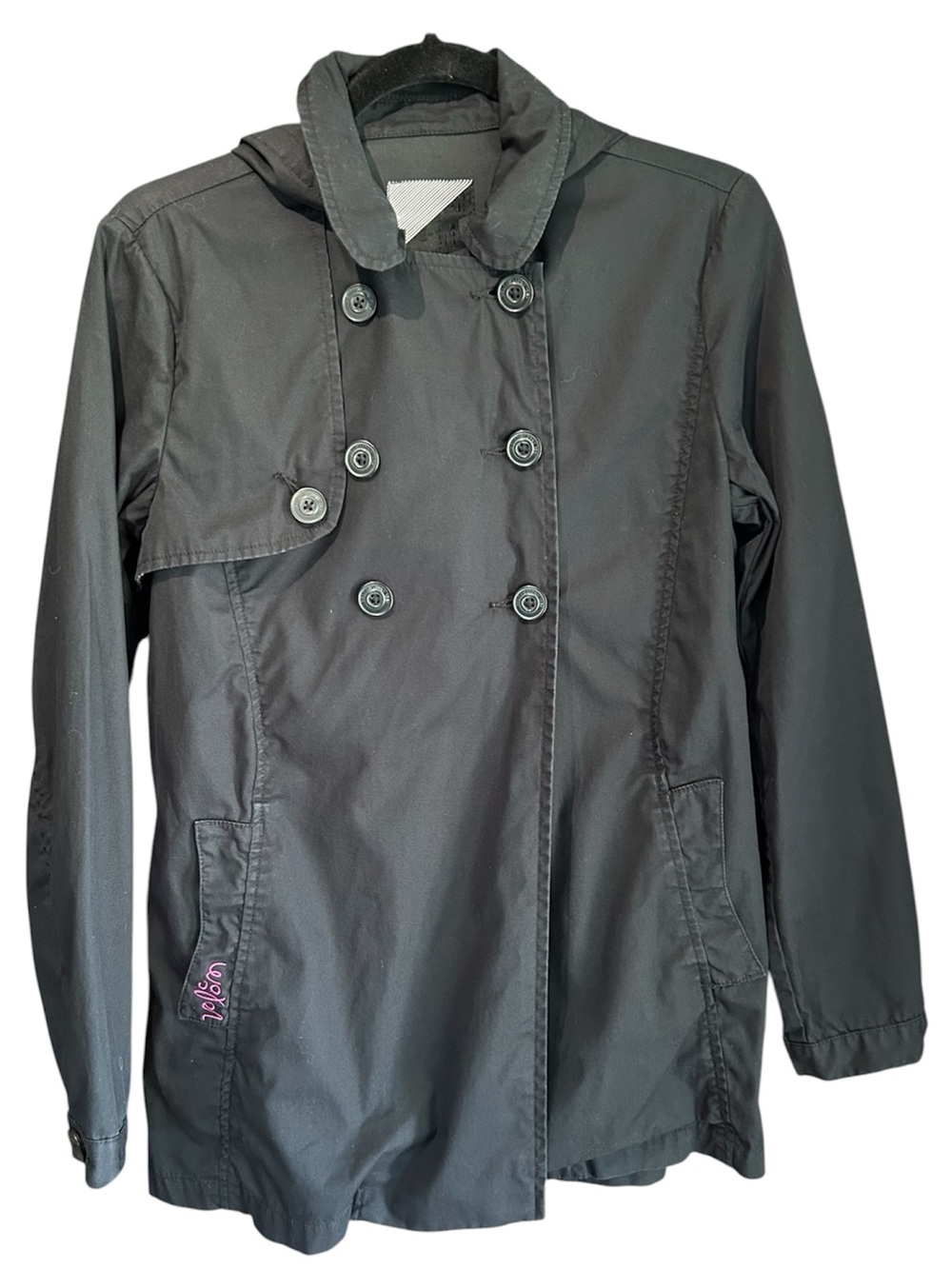 Volcom Black Double-Breasted Hooded Pea Coat for Kids